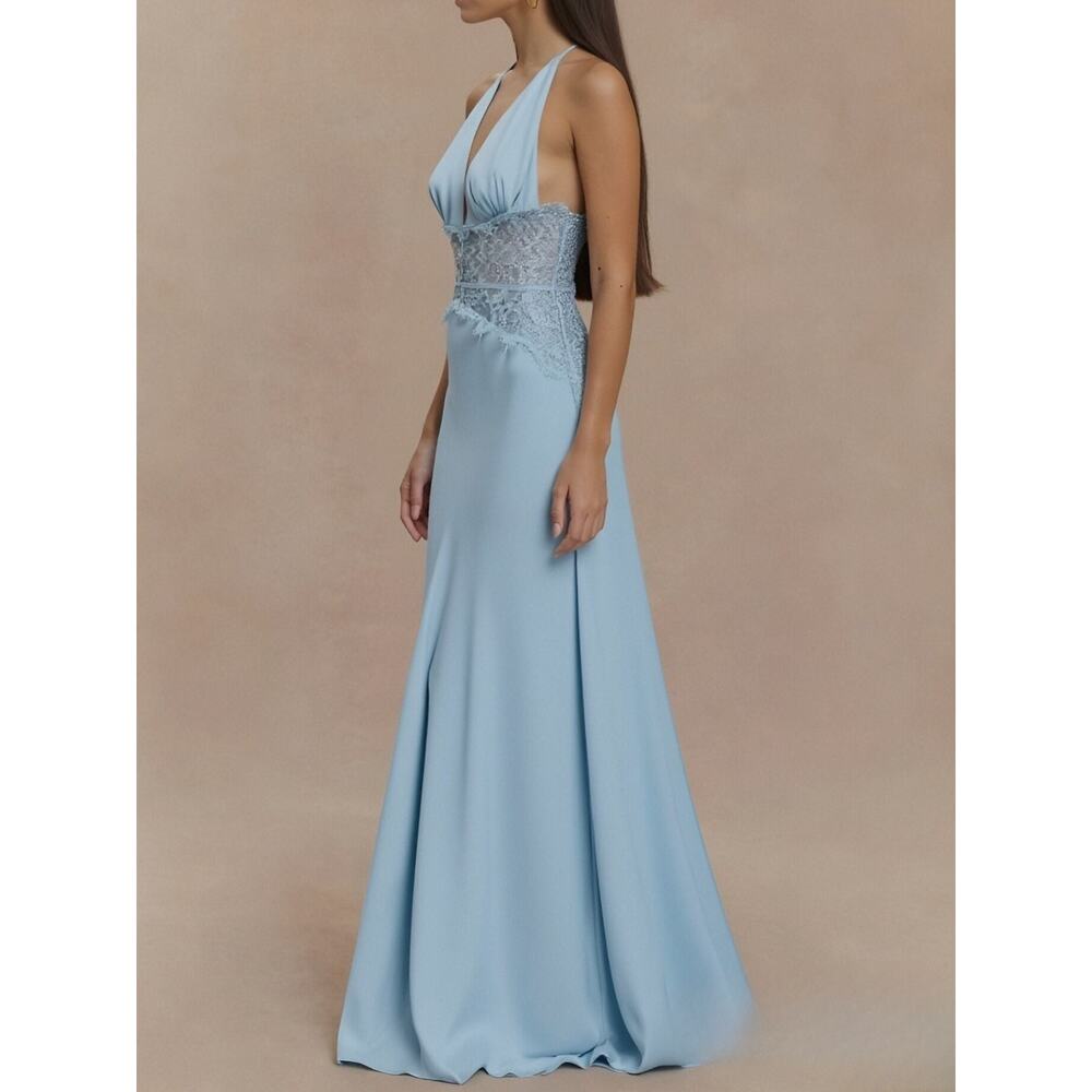Halter Neck Lace Trimmed Maxi Dress - Picture 7 of 15